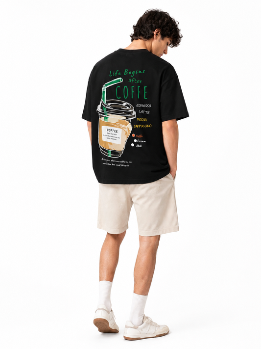Life Begins After Coffee Oversized Tee