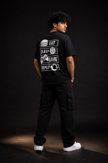 Eat Sleep Game Repeat Oversized T-Shirt