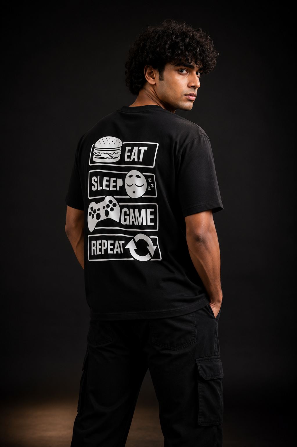 Eat Sleep Game Repeat Oversized T-Shirt