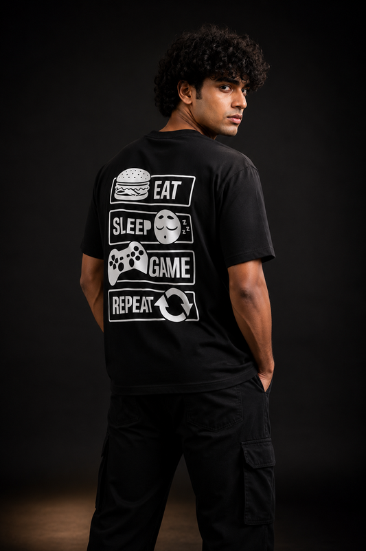 Eat Sleep Game Repeat Oversized T-Shirt