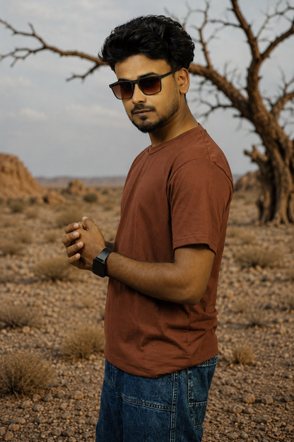 Relaxed Fit Tee - Brown