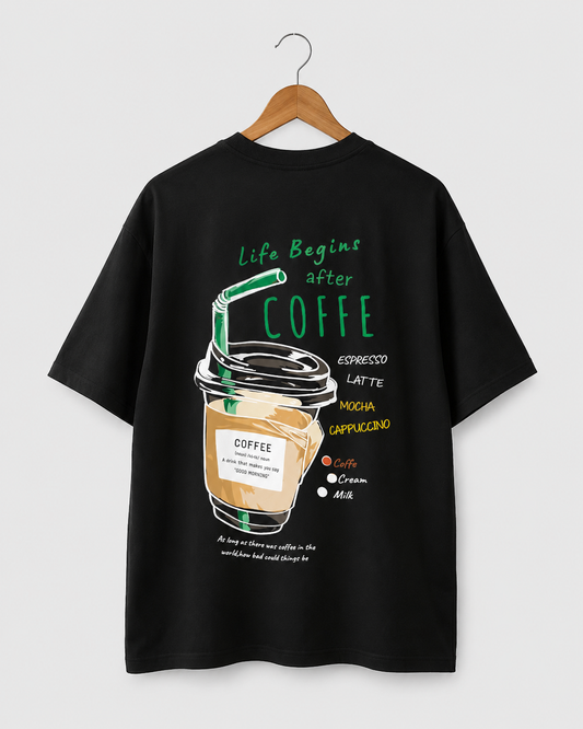 Life Begins After Coffee Oversized Tee